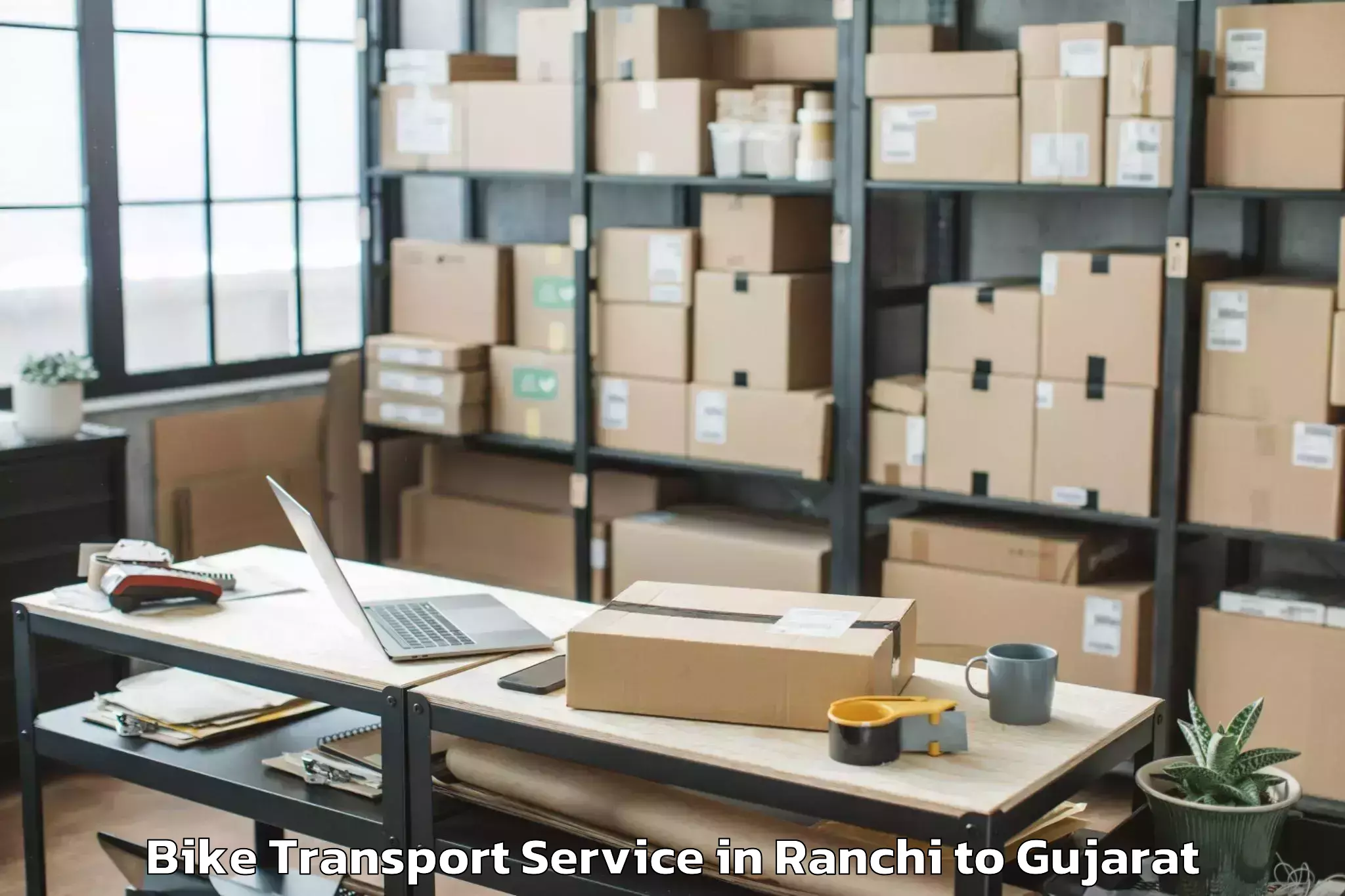 Efficient Ranchi to Porbandar Bike Transport